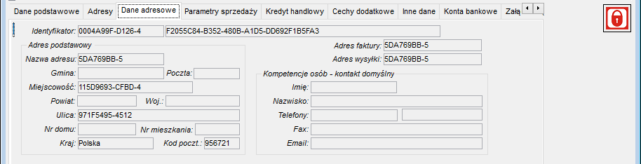 Zakładka Dane adresowe Zakładka Dane adresowe