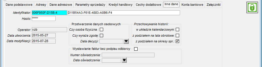 Zakładka Inne dane Zakładka Inne dane