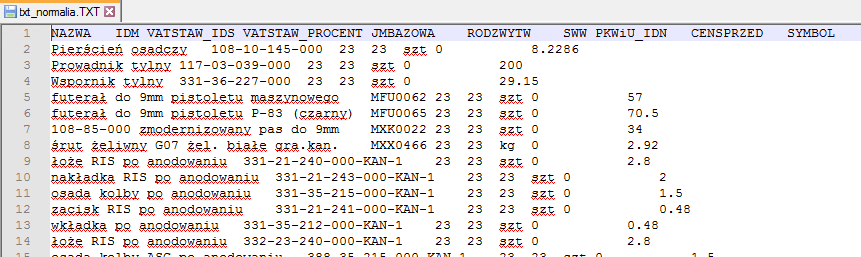 Fragment wyeksportowanego pliku Fragment wyeksportowanego pliku