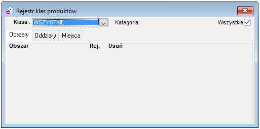 Rejestr klas produktów Rejestr klas produktów