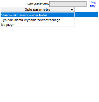 Wybór parametrów wywołania z pulpitu