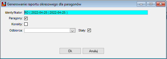 Generowanie raportu okresowego dla paragonów