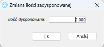 ZMiana ilości dyponowanej
