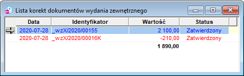 Lista korekt