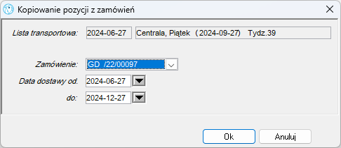 Kopiowanie pozycji zamówień