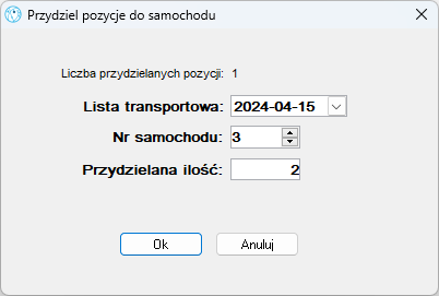 Przydzielanie pozycji do samochodu