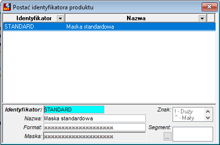 Postać identyfikatora produktu Postać identyfikatora produktu