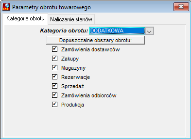 Parametry obrotu towarowego Parametry obrotu towarowego