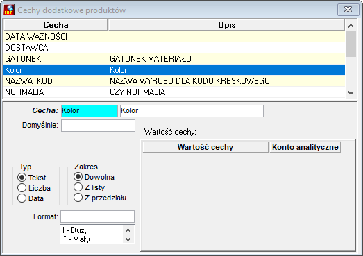 Cechy dodatkowe produktów