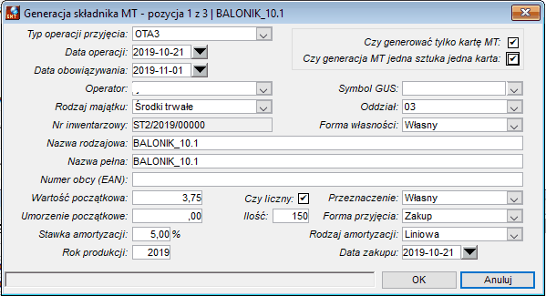 Generowanie dokumentu przyjęcia
