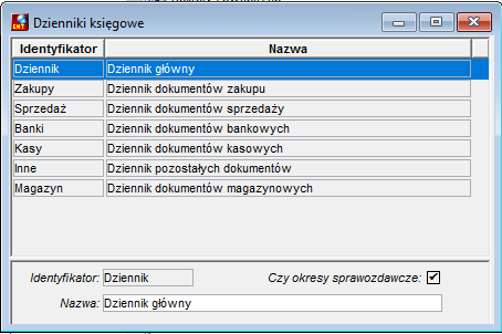 Dzienniki księgowe - edycja Dzienniki księgowe - edycja