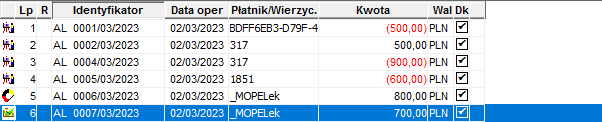 Lista dokumentów bankowych – statusy pozycji dokumentów Lista dokumentów bankowych – statusy pozycji dokumentów