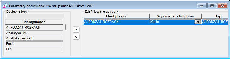 Parametry pozycji dokumentu płatności Parametry pozycji dokumentu płatności