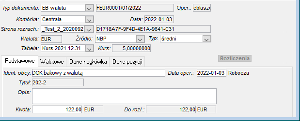 Nagłówek dokumentu bankowego Nagłówek dokumentu bankowego