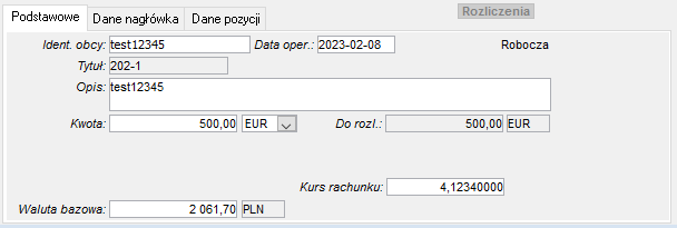 Dokumenty kasowe - Pozycja dokumentu Dokumenty kasowe - Pozycja dokumentu