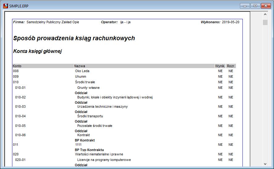 Podgląd wydruku raportu Podgląd wydruku raportu