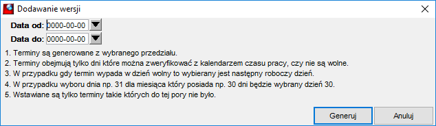 Generowanie terminów