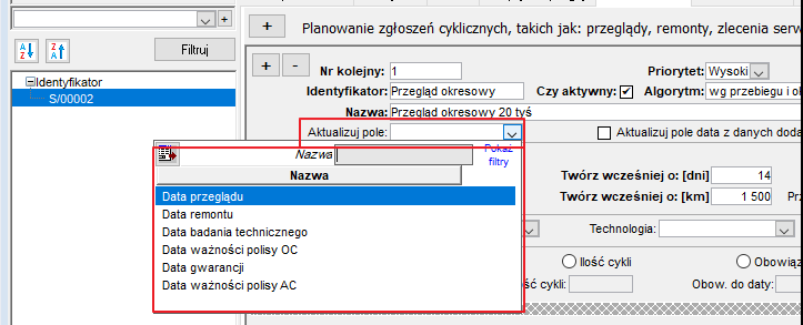 Planowanie wg algorytmu - dodatkowe dane Planowanie wg algorytmu - dodatkowe dane