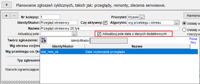 Aktualizacja pola Data z danych dodatkowych Aktualizacja pola Data z danych dodatkowych