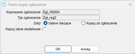 Kopiowanie zgłoszenia