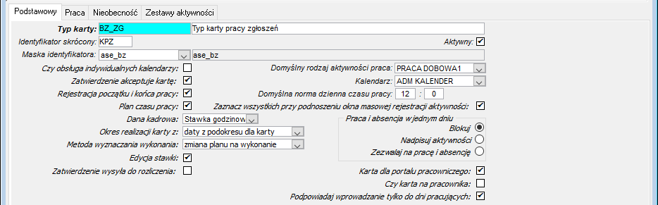 Zakładka Podstawowy