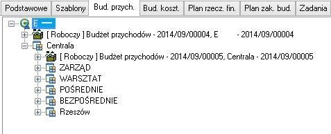 Budżet w okresie - zakładka Budżet przychodów