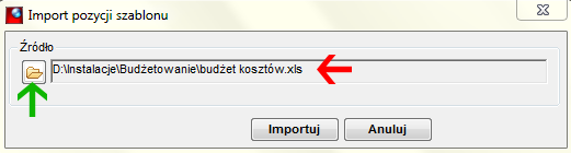 Ścieżka importowanego pliku