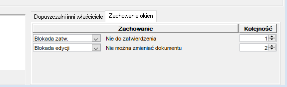 Zakładka Zachowanie okien