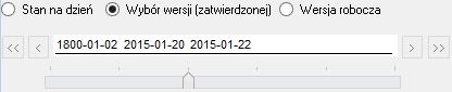 Ustawianie "suwaka" na wybranej dacie w celu wglądu do struktury, która dla niej obowiązywała