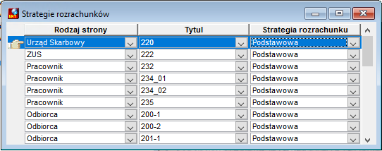Przypisanie strategii stronie rozrachunku Przypisanie strategii stronie rozrachunku
