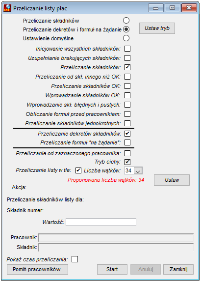 Przeliczanie listy w tle z podziałem na wątki