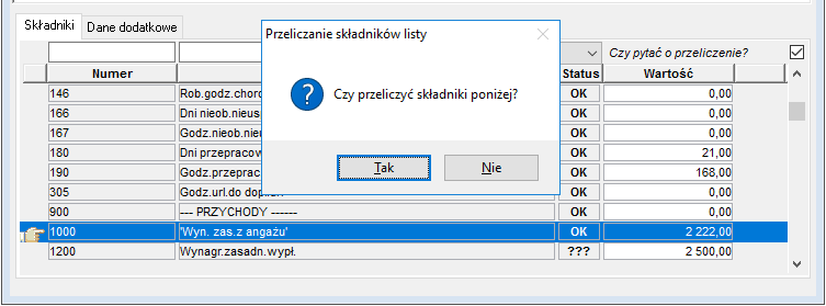 Przeliczanie składników na liście płac poniżej zmienionego