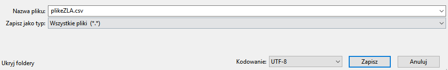 Przykładowy zapis pliku .csv