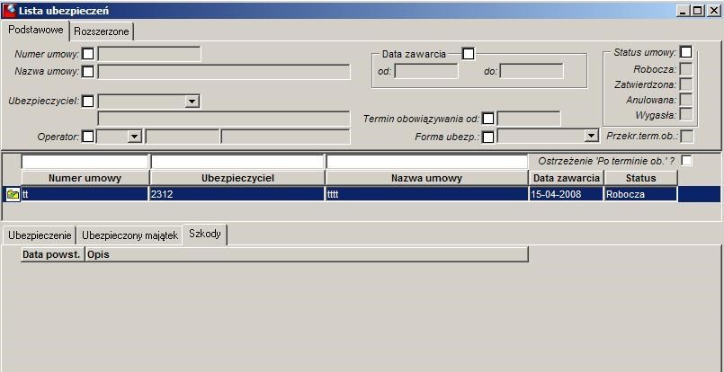 Lista ubezpieczeń