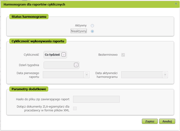 Okno PUE ZUS->zamawianie raportów cyklicznych&nbsp;