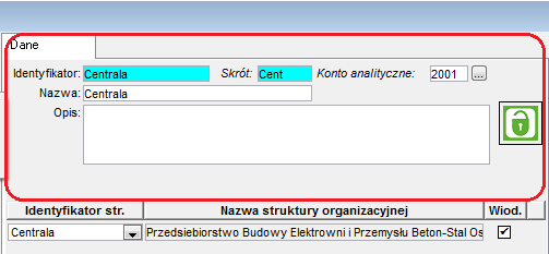 Parametry elementów struktury budżetowej