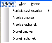 Polecenia dostępne z górnego paska menu okna Umowa zlecenia/o dzieło - wykonawca