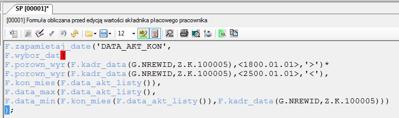 Okno Edycja formuł – parowanie nawiasów