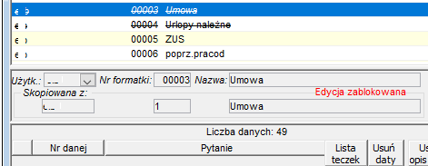 Fragment okna edycji formatek danych – widok formatki zablokowanej do edycji użytkownika