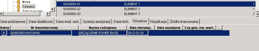 Podięcie składowej do karty składowej