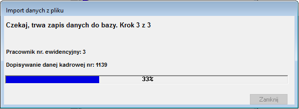 Import danych kadrowych – Zapis danych do bazy