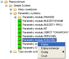 Okno obsługi repozytorium danych