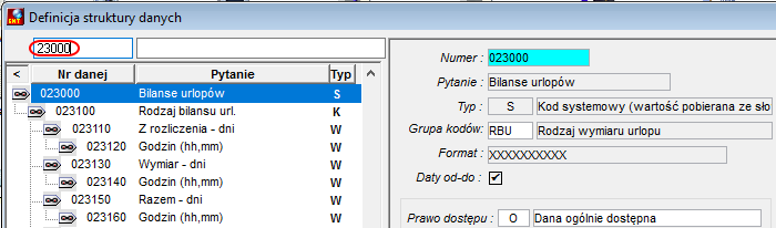 Wyszukiwanie danych o numerze początkowym wpisanym w polu
