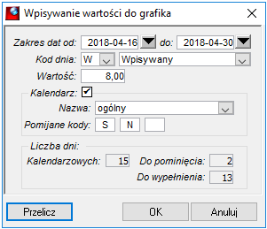 Wprowadzanie nieobecności do grafika dla zakresu dat Wprowadzanie nieobecności do grafika dla zakresu dat