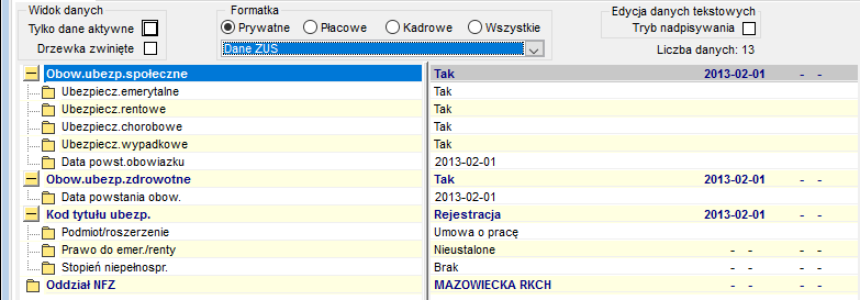 Przykładowe dane zgłoszenia do ubezpieczenia