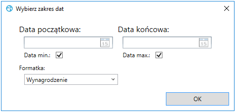 Okienko wyboru zakresu dat danych osobowych do analizy Okienko wyboru zakresu dat danych osobowych do analizy