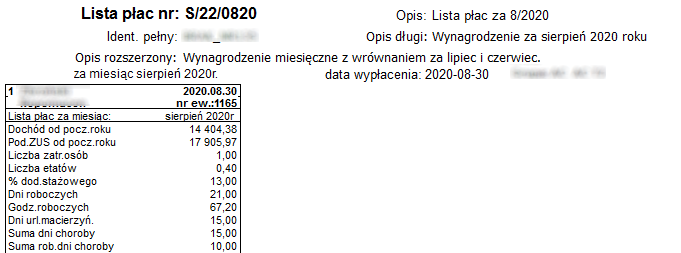 Fragment raportu Lista płac paski pionowe bez zerowych stała długość Fragment raportu Lista płac paski pionowe bez zerowych stała długość