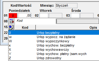 Wprowadzanie nieobecności do grafika Wprowadzanie nieobecności do grafika