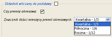 Parametry składnika okresowego wypłacanego za okres pobierania zasiłku Parametry składnika okresowego wypłacanego za okres pobierania zasiłku