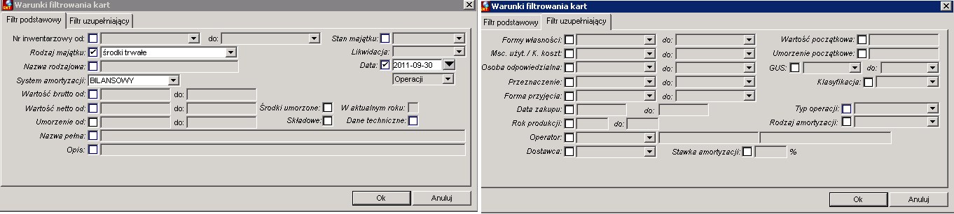 Wydruki z okna Ewidencji